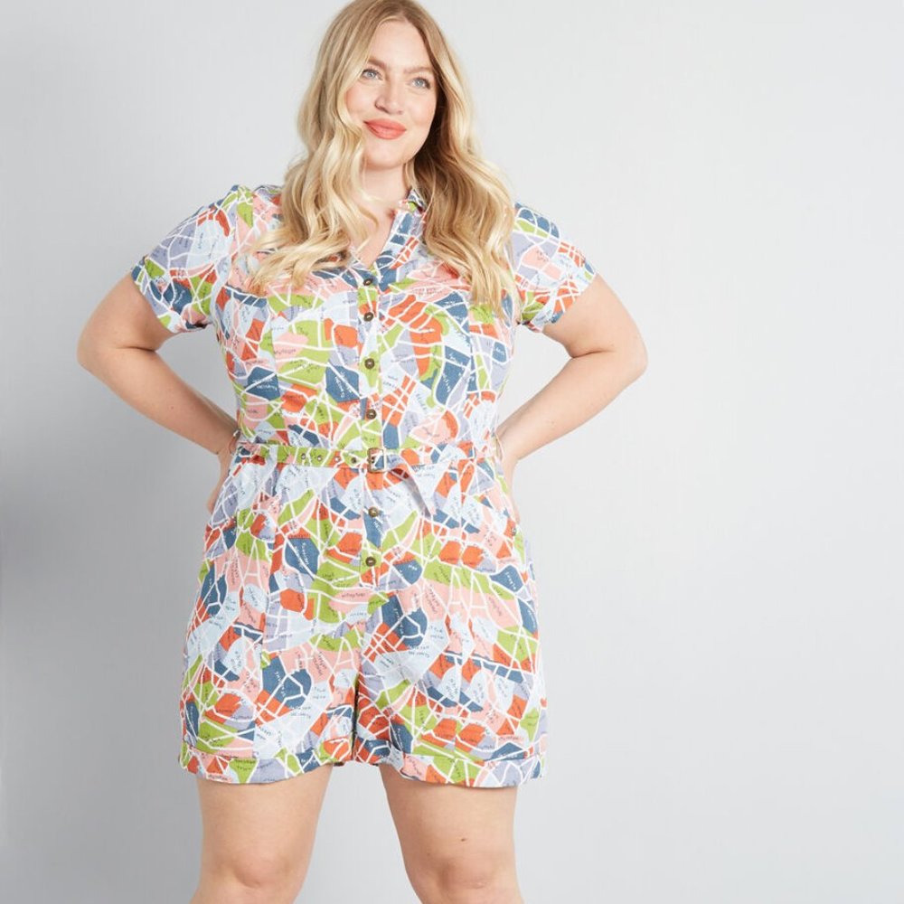 Modcloth Lighthearted Cartographer Romper - Picture 6 of 7